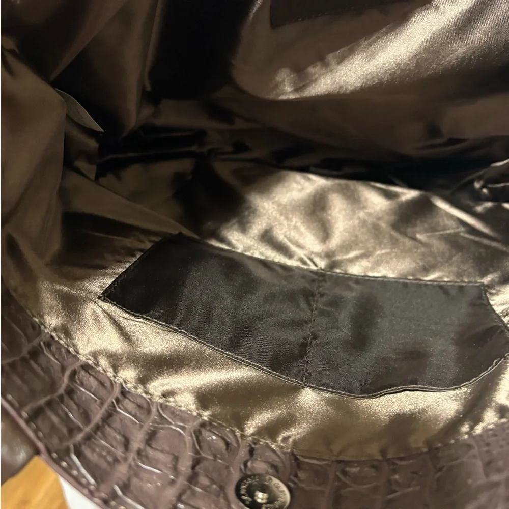 Large Jana Feifer brown croc-embossed leather and PVC shopper tote